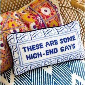 High-End Gays Needlepoint Throw Pillow